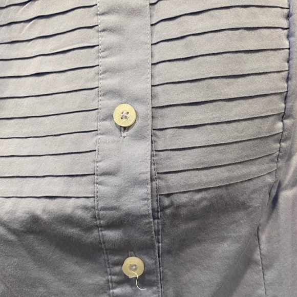 TOMMY HILFIGER WOMAN LIGHT BLUE  LONG SLEEVES SHIRT pleated neckline SIZE S/P - Picture 4 of 13